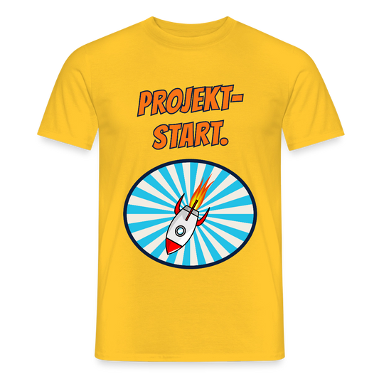 Projektstart. Motiv-T-Shirt für Männer, Farbe Gelb