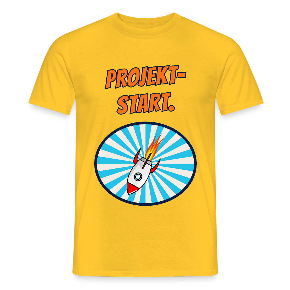 Projektstart. Motiv-T-Shirt für Männer, Farbe Gelb