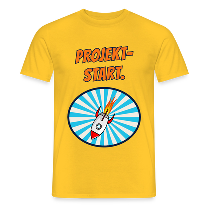 Projektstart. Motiv-T-Shirt für Männer, Farbe Gelb
