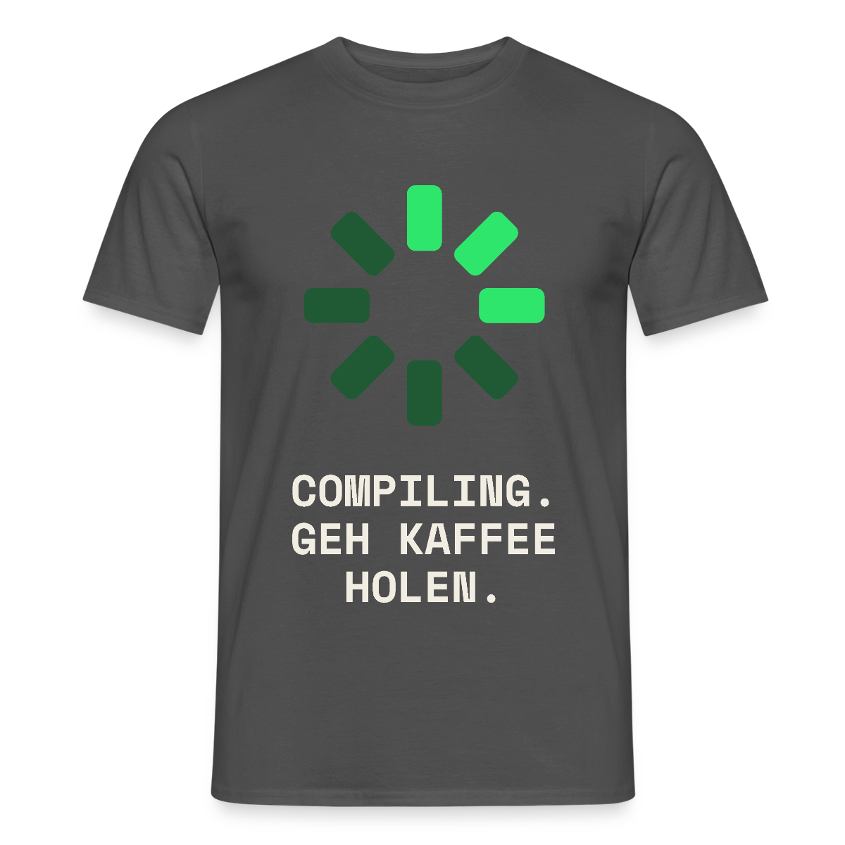 Compiling. Geh Kaffee holen. Motiv-T-Shirt für Männer, Farbe Anthrazit