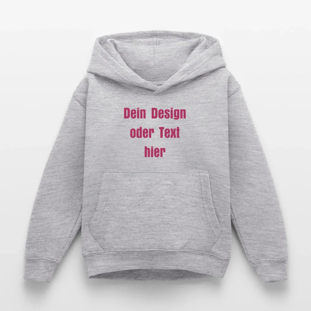 Kinder Hoodie - personalisierbare Vorder- und Rückseite - Hellgrau meliert