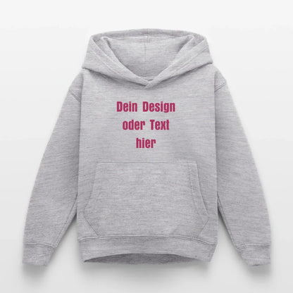 Kinder Hoodie - personalisierbare Vorder- und Rückseite - Hellgrau meliert