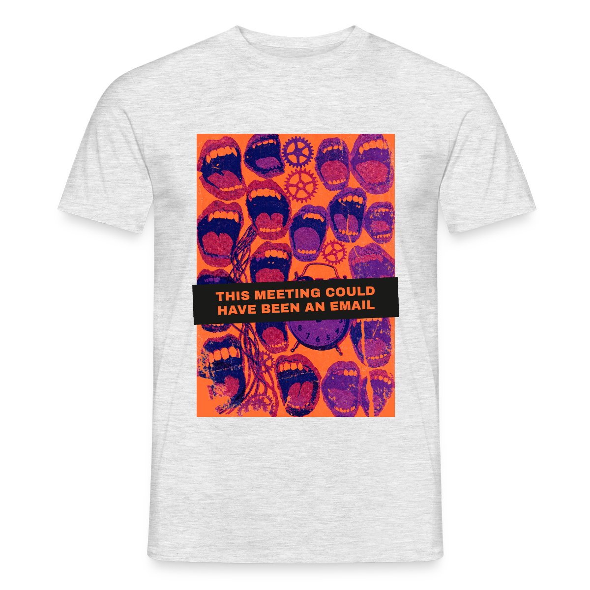 This meeting could have been an email. Raster-Motiv Motiv-T-Shirt für Männer, Farbe Grau meliert, Model