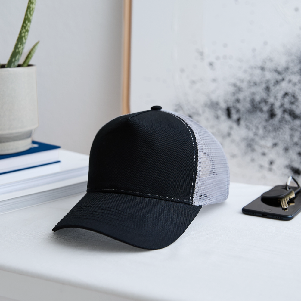 Trucker Cap - personalisierbar - Schwarz/Steingrau