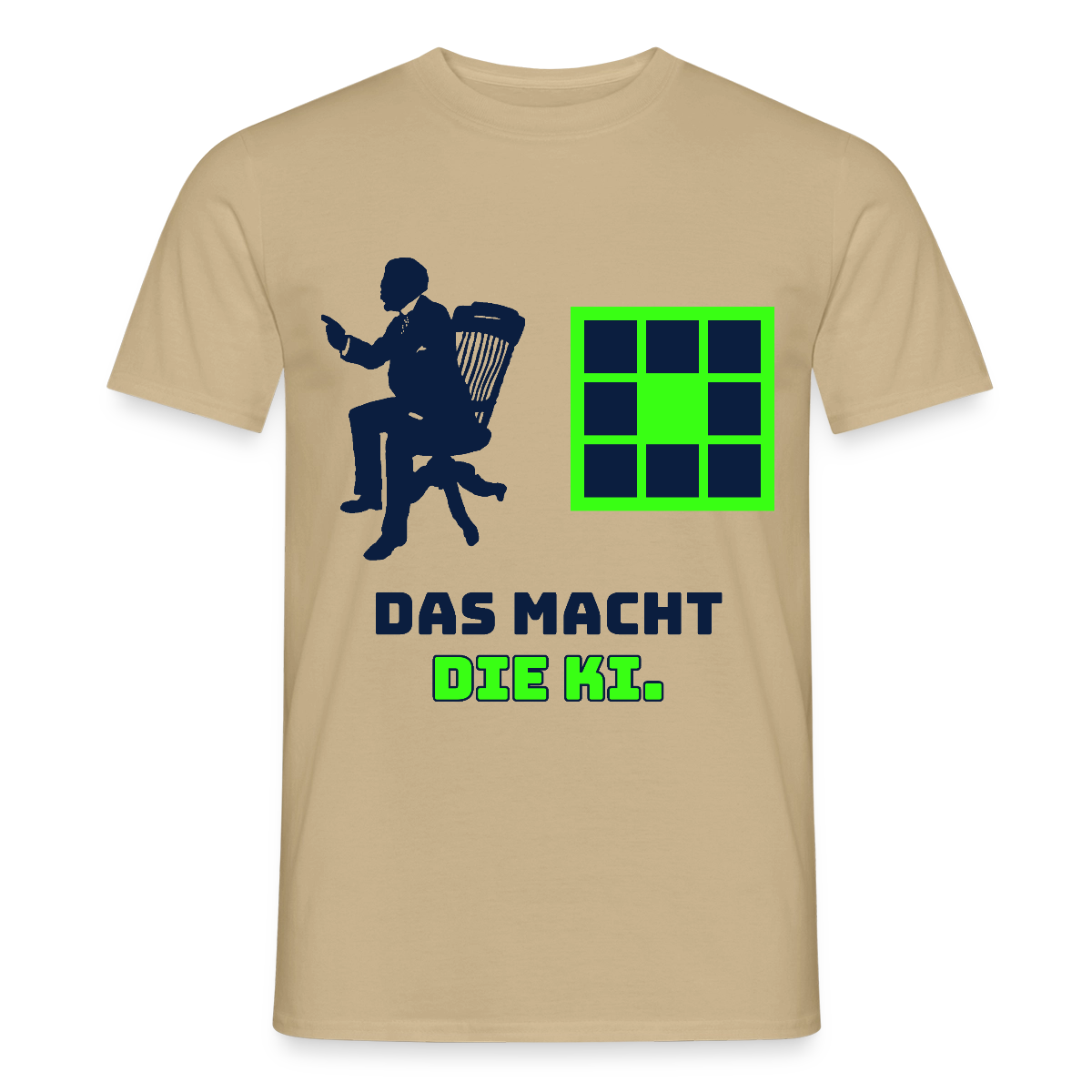 Das macht die KI. Motiv-T-Shirt für Männer, Farbe Sandbeige