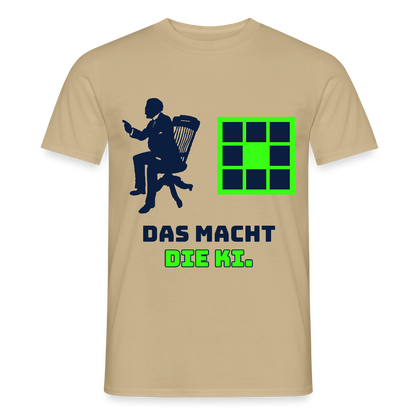 Das macht die KI. Motiv-T-Shirt für Männer, Farbe Sandbeige