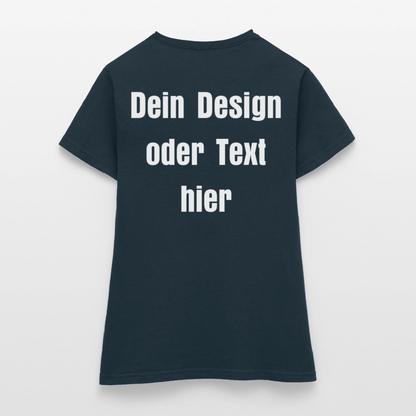 Frauen T-Shirt - personalisierbare Vorder- und Rückseite - Navy