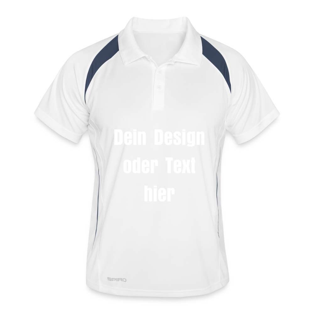 Männer Polo atmungsaktiv - personalisierbar - Weiß/Navy