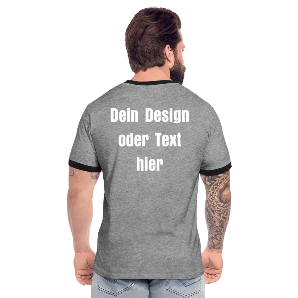 Männer Kontrast-T-Shirt - personalisierbare Vorder- und Rückseite - Grau meliert/Schwarz