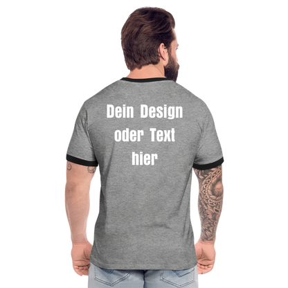 Männer Kontrast-T-Shirt - personalisierbare Vorder- und Rückseite - Grau meliert/Schwarz