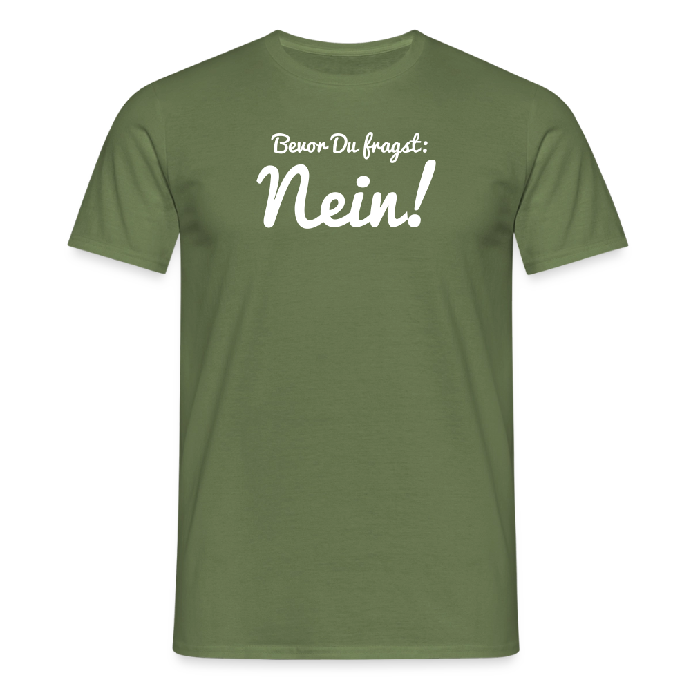 "Nein" Motiv-T-Shirt für Männer - Militärgrün