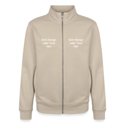 Pullover mit Zip-Kragen für Sie und Ihn (Unisex) - personalisierbare Vorder- und Rückseite - Cremebeige