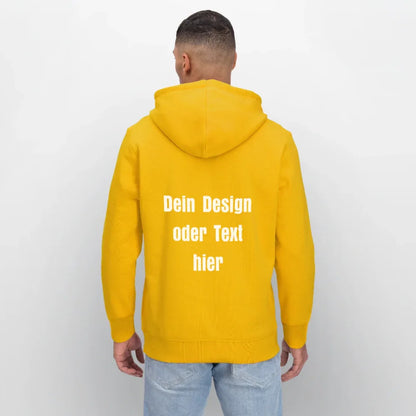 Stanley/Stella Unisex Bio-Hoodie DRUMMER - personalisierbare Vorder- und Rückseite - Spektralgelb
