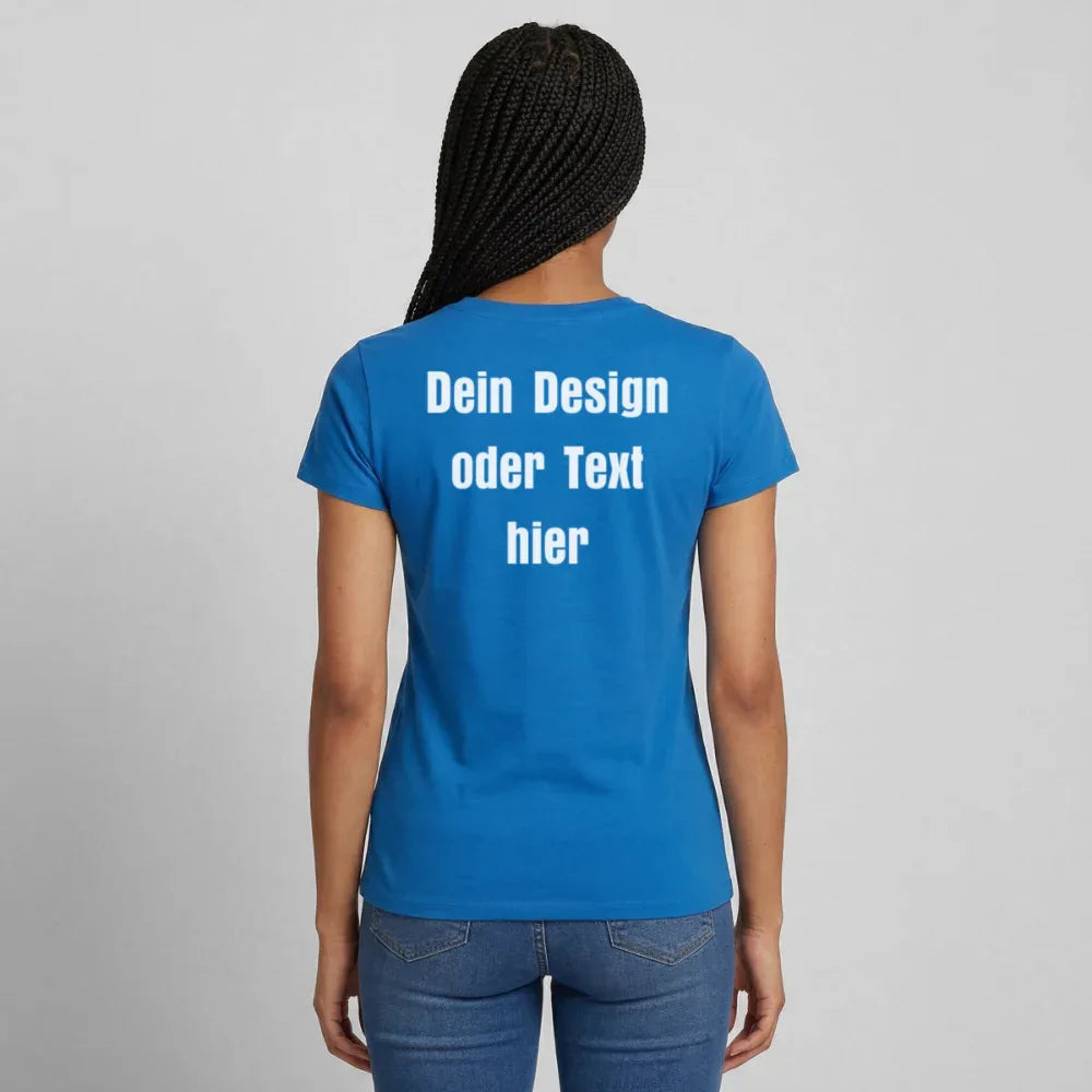 Frauen T-Shirt - personalisierbare Vorder- und Rückseite - Royalblau