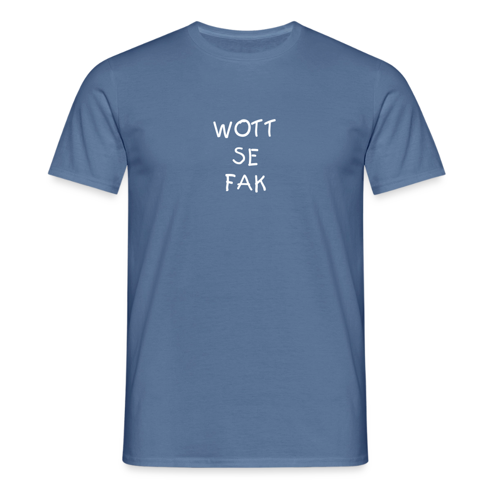 "WOTT SE FAK" Motiv-T-Shirt für Männer - Taubenblau 