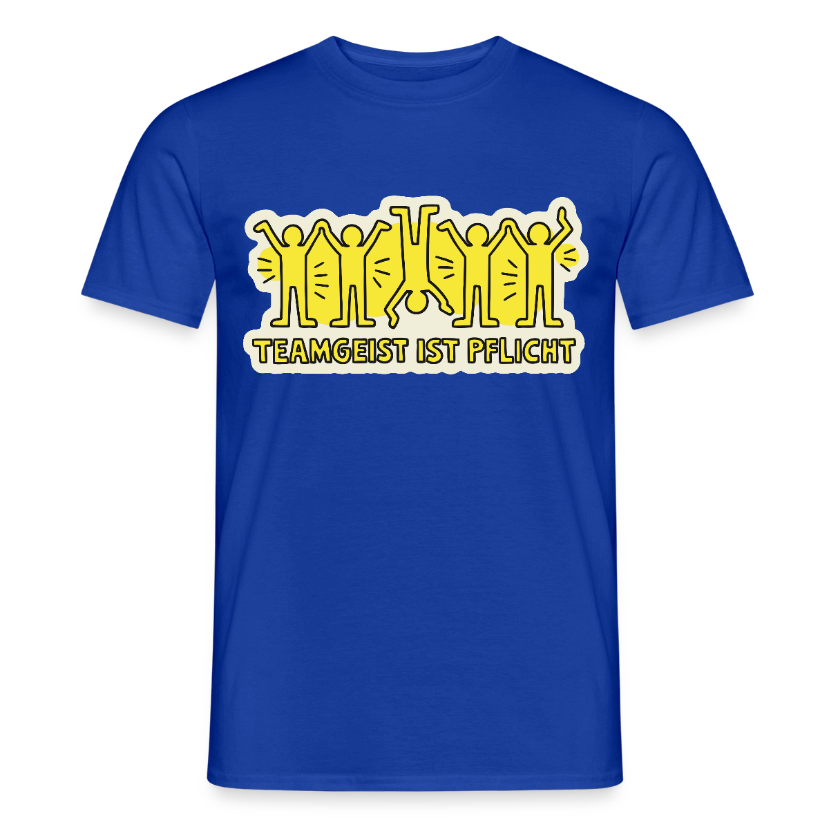 Teamgeist ist Pflicht. Pop-Art-Motiv Motiv-T-Shirt für Männer, Farbe Dunkelblau