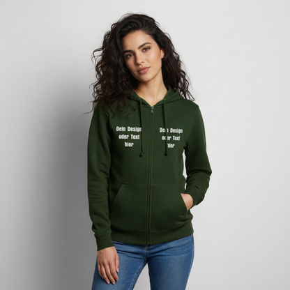 Unisex Kapuzenjacke - personalisierbare Vorder- und Rückseite - Forstgrün 