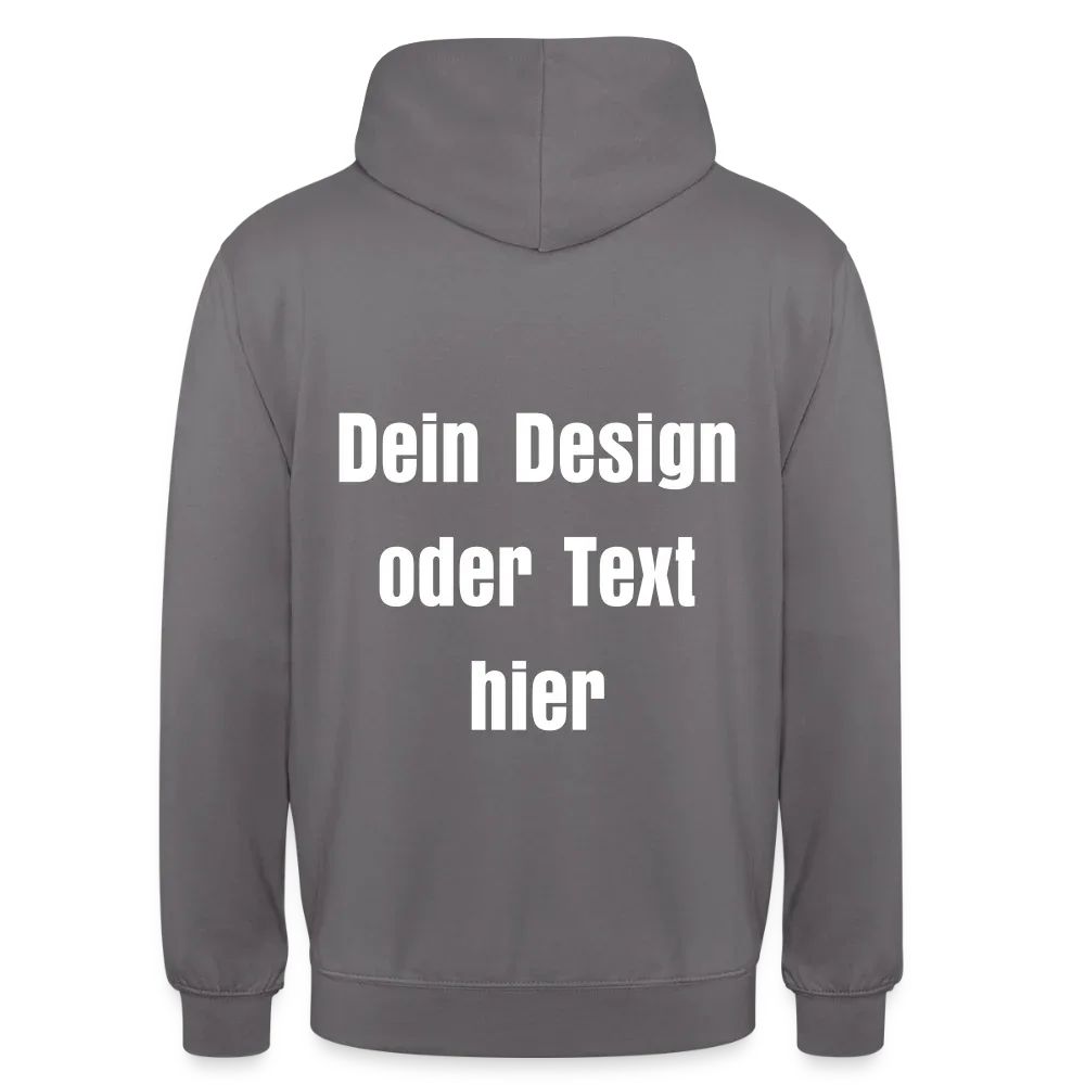 Unisex Hoodie - personalisierbare Vorder- und Rückseite - Mittelgrau