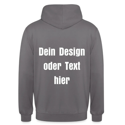 Unisex Hoodie - personalisierbare Vorder- und Rückseite - Mittelgrau