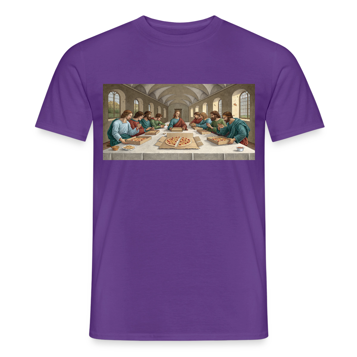 Das Teamevent. Renaissance-Motiv Motiv-T-Shirt für Männer, Farbe Lila