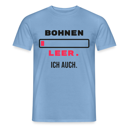 "Bohnen leer. Ich auch." Motiv-T-Shirt für Männer, Farbe Carolina Blue