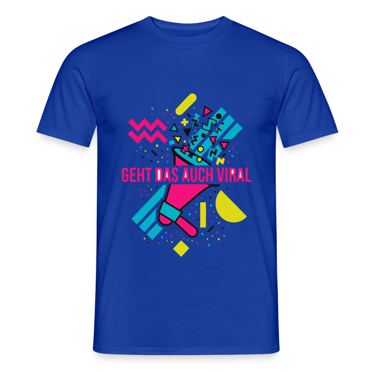 Geht das auch viral? Memphis-Motiv Motiv-T-Shirt für Männer, Farbe Dunkelblau