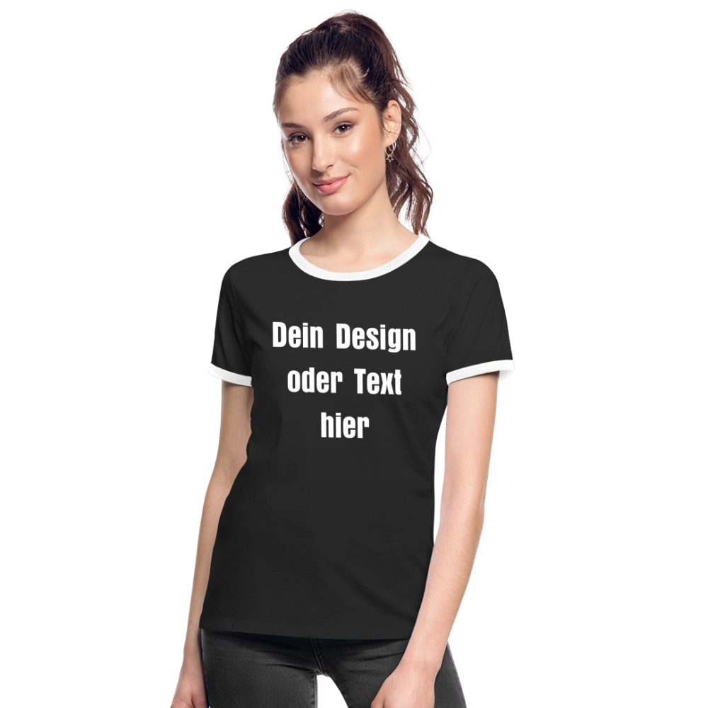 Frauen Kontrast-T-Shirt - personalisierbare Vorder- und Rückseite - Schwarz/Weiß