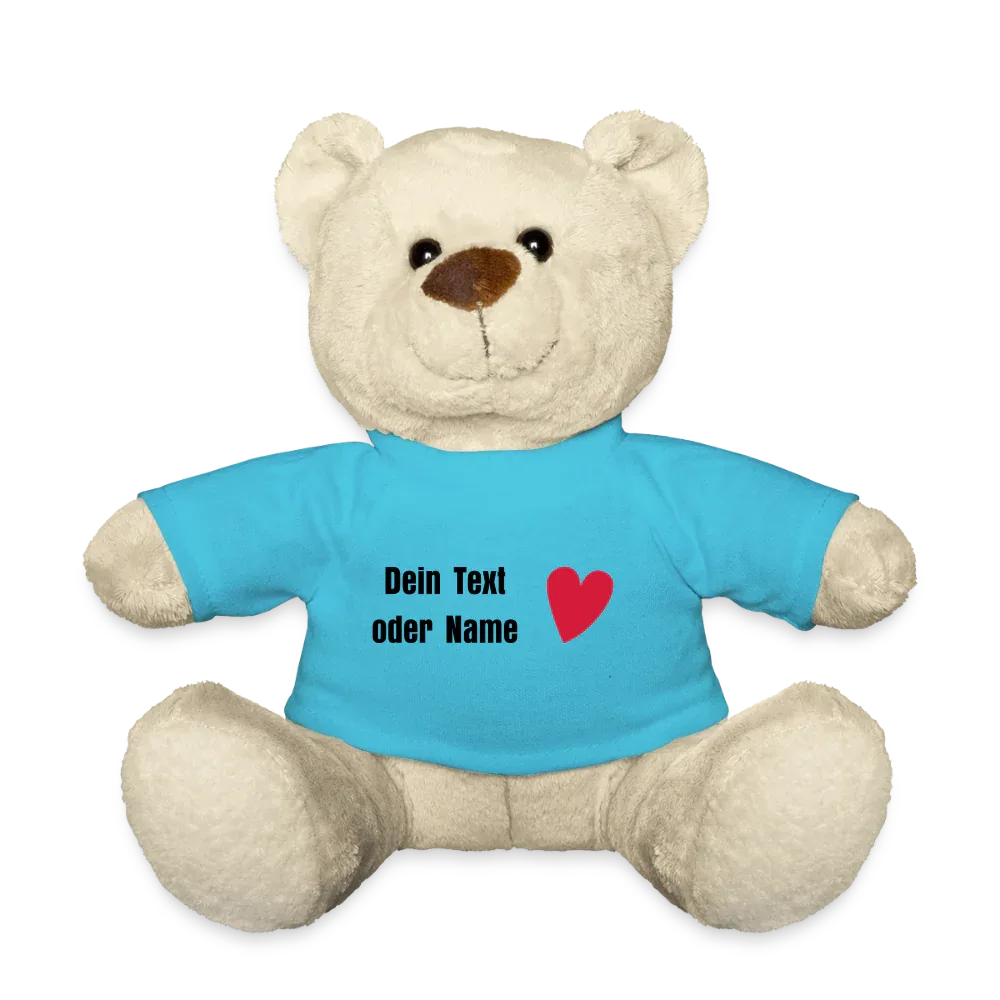Teddy "Valentine" - personalisierbarer Text oder Name - Atollblau
