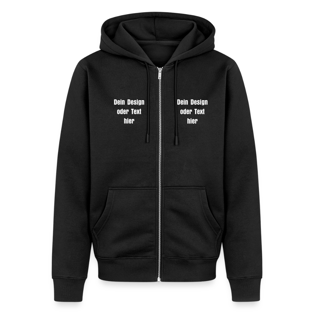 Männer Premium Kapuzenjacke - personalisierbare Vorder- und Rückseite - Schwarz