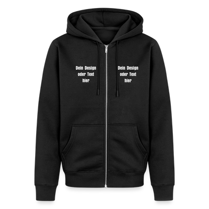 Männer Premium Kapuzenjacke - personalisierbare Vorder- und Rückseite - Schwarz