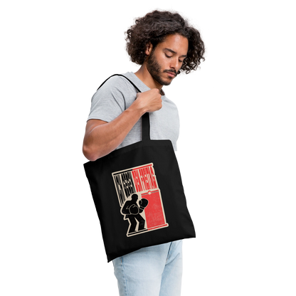"Ich gegen den Freitag. Boxplakat-Motiv" Stoffbeutel, Farbe Schwarz