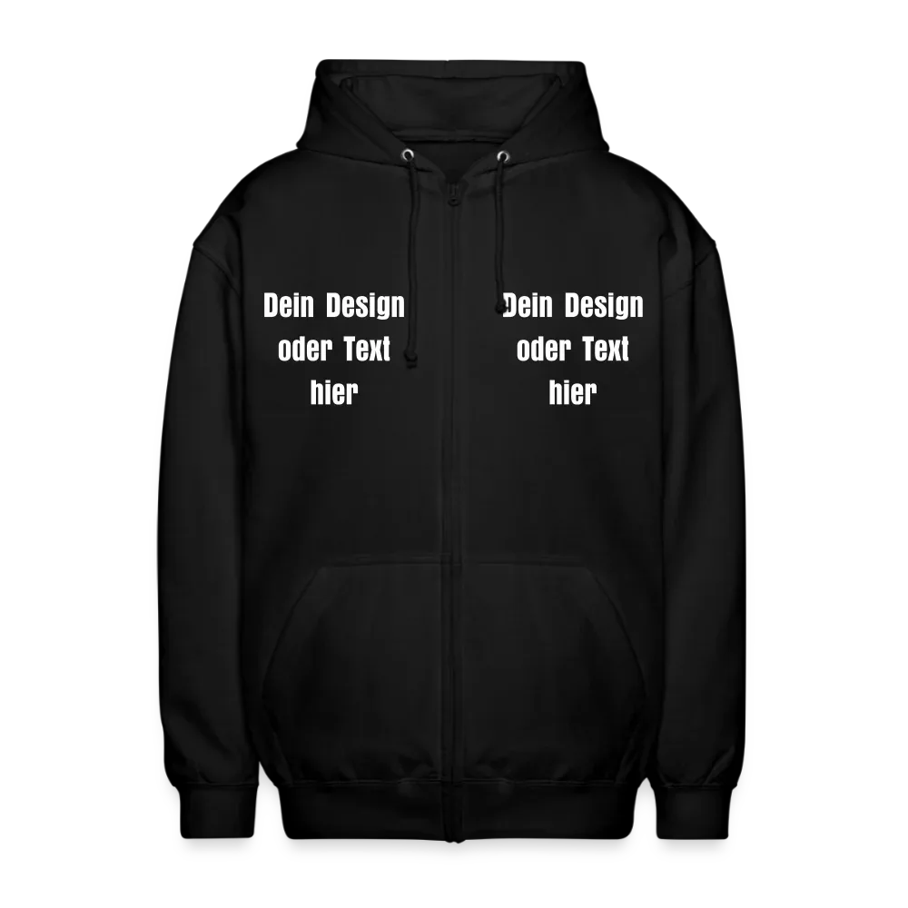 Unisex Kapuzenjacke - personalisierbare Vorder- und Rückseite - Schwarz