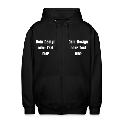 Unisex Kapuzenjacke - personalisierbare Vorder- und Rückseite - Schwarz