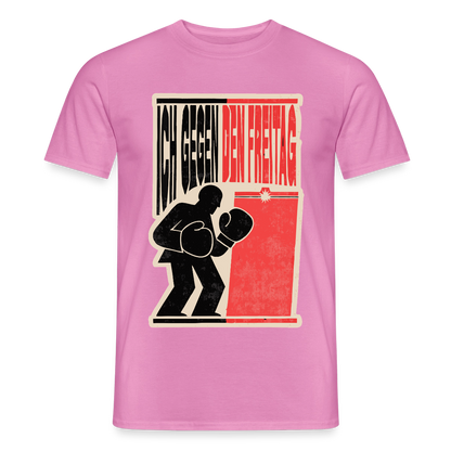 "Ich gegen den Freitag. Boxplakat-Motiv" Motiv-T-Shirt für Männer, Farbe Pink