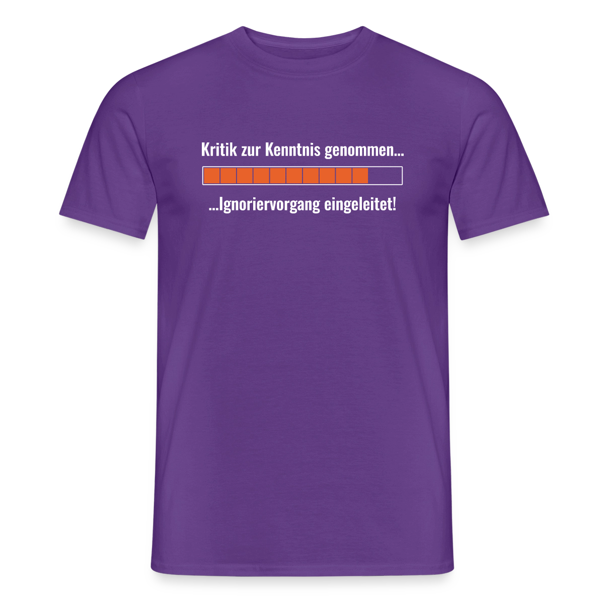 Kritik zur Kenntnis genommen. Ladebalken-Motiv Motiv-T-Shirt für Männer, Farbe Lila