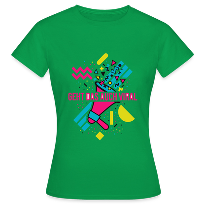 Geht das auch viral? Memphis-Motiv Motiv-T-Shirt für Frauen, Farbe Kelly Green