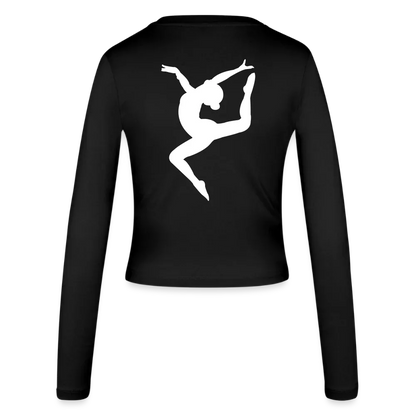 Frauen Slim Fit Langarmshirt - personalisierbare Vorder- und Rückseite - Schwarz