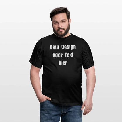 Männer T-Shirt - personalisierbare Vorder- und Rückseite - Schwarz