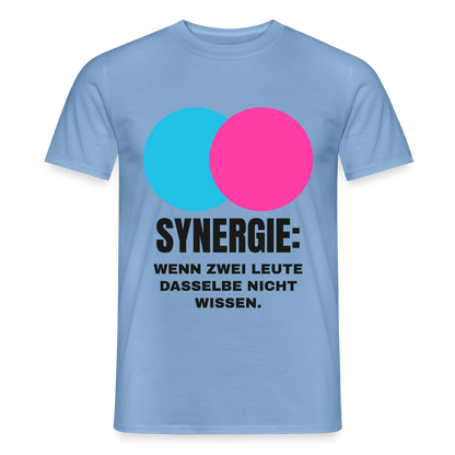 Synergie: Wenn zwei Leute dasselbe nicht wissen. Motiv-T-Shirt für Männer, Farbe Carolina Blue