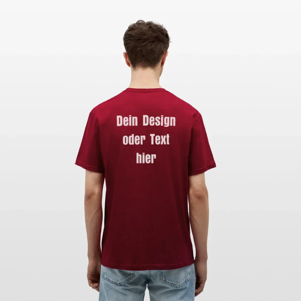 Männer T-Shirt - personalisierbare Vorder- und Rückseite - Ziegelrot