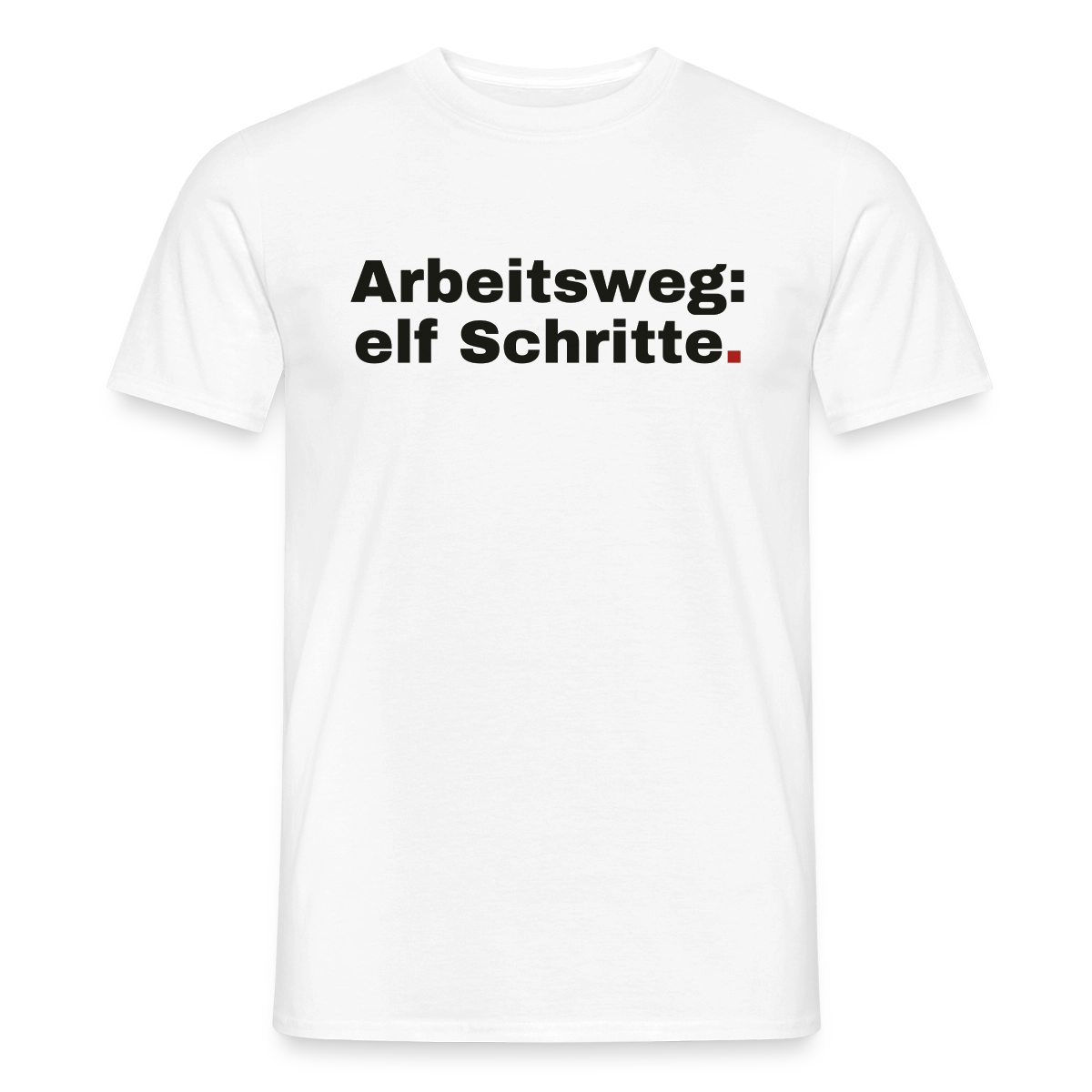 Arbeitsweg: elf Schritte Motiv-T-Shirt für Männer, Farbe Weiß