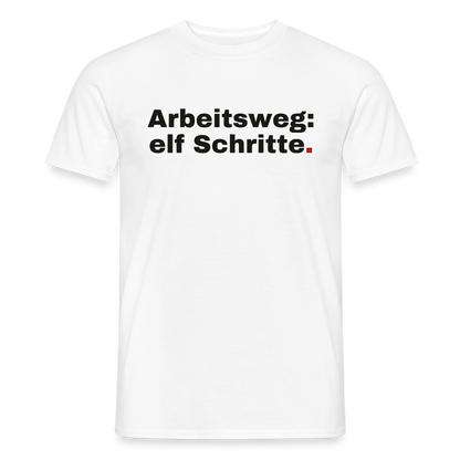 Arbeitsweg: elf Schritte Motiv-T-Shirt für Männer, Farbe Weiß
