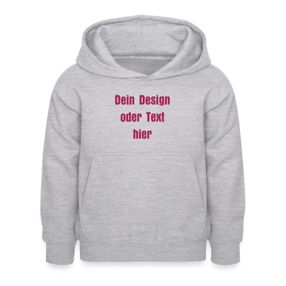 Kinder Hoodie - personalisierbare Vorder- und Rückseite - Hellgrau meliert