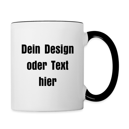 Keramiktasse zweifarbig 325ml - personalisierbar - Weiß/Schwarz