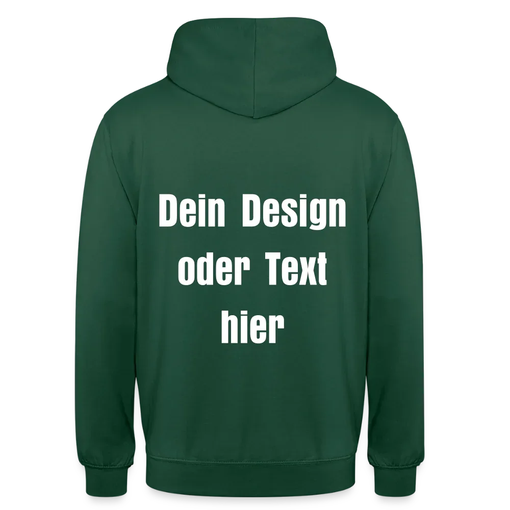 Unisex Hoodie - personalisierbare Vorder- und Rückseite - Flaschengrün