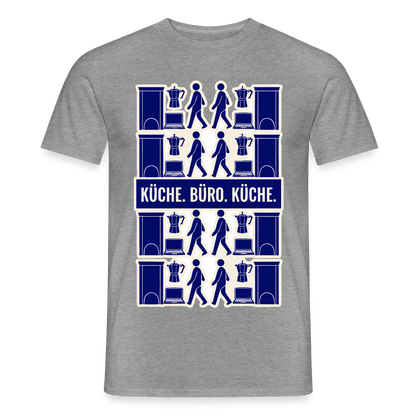 Küche. Büro. Küche. Motiv-T-Shirt für Männer, Farbe Graphit meliert