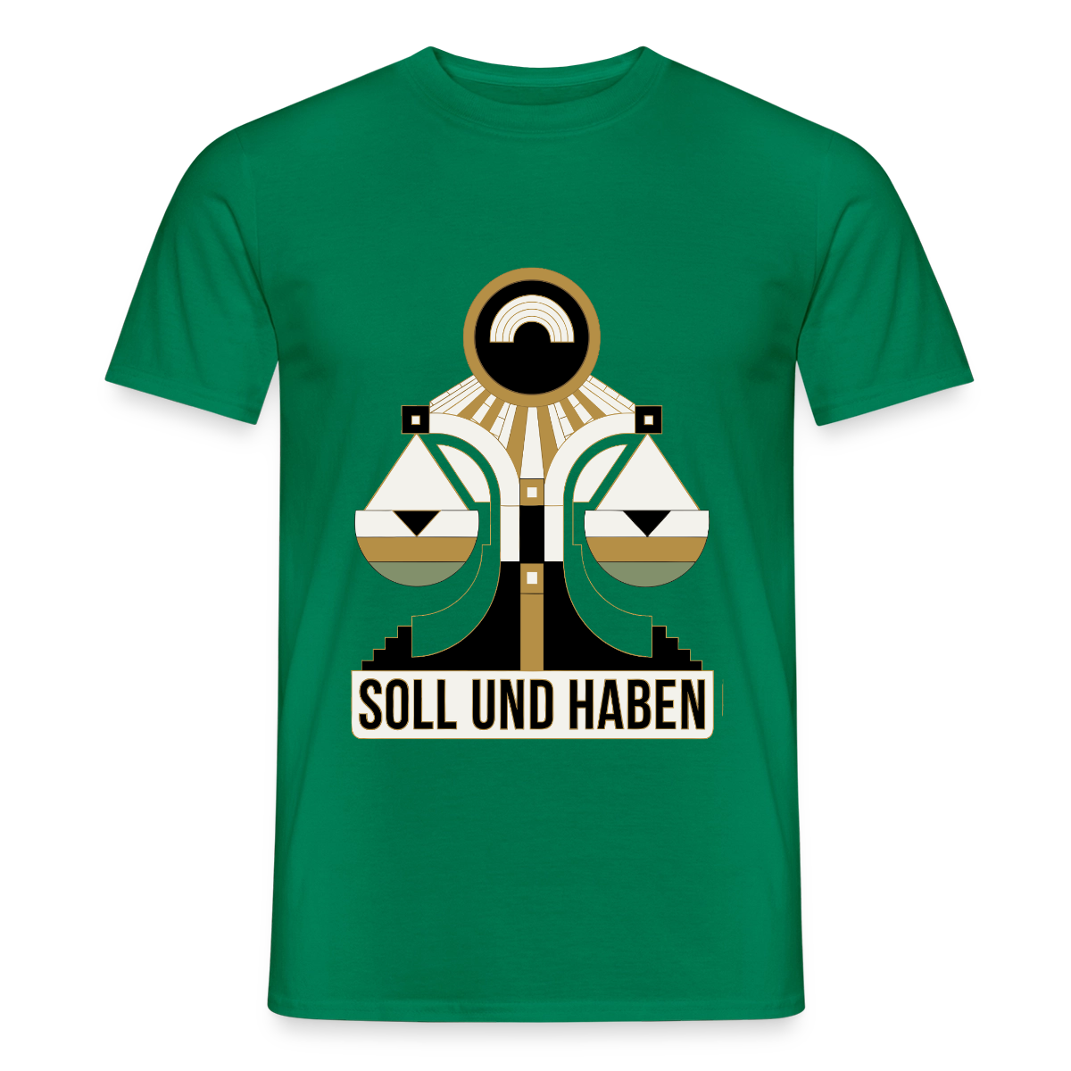 "Soll und Haben. Art-déco-Motiv" Motiv-T-Shirt für Männer, Farbe Kelly Green
