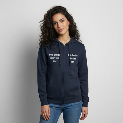 Unisex Kapuzenjacke - personalisierbare Vorder- und Rückseite - Navy