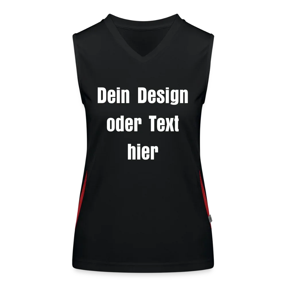 Funktionelles Kontrast-Tank Top für Frauen - personalisierbare Vorder- und Rückseite - Schwarz/Rot