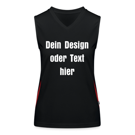 Funktionelles Kontrast-Tank Top für Frauen - personalisierbare Vorder- und Rückseite - Schwarz/Rot